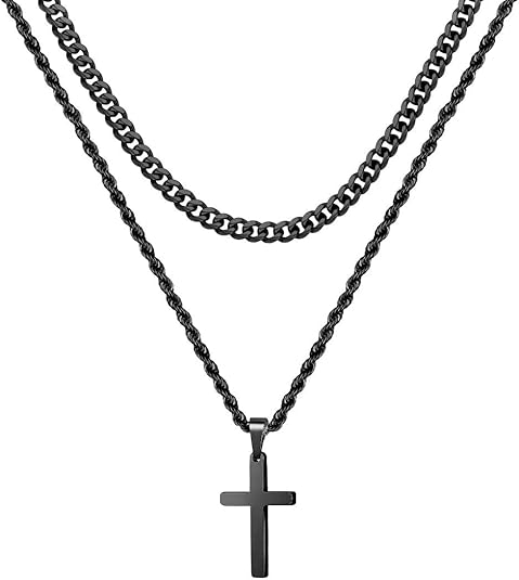 men's stainless steel cross necklace