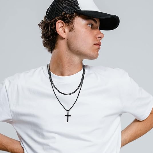 men's stainless steel cross necklace